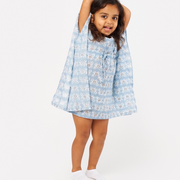 Girls Cotton Kaftan Dress | Hand Block Print | 18M–6Y | Boho Resort Wear - Picture 2 of 3